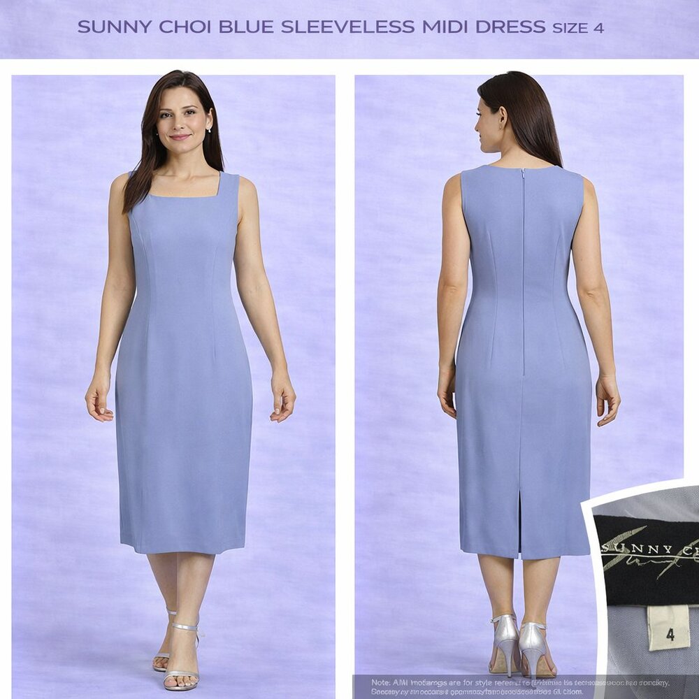 Sunny Choi Blue Sleeveless Midi Dress Size 4